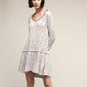 Anthropologie Saturday Sunday Anka Drop Waist Dress Cutout Shoulder Gray S